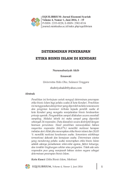 DETERMINAN PENERAPAN ETIKA BISNIS ISLAM DI KENDARI