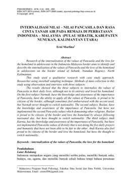 internalisasi nilai &ndash; nilai pancasila dan rasa cinta