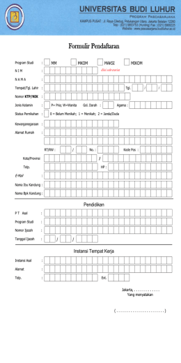 formulir pendaftaran - Pascasarjana Budi Luhur