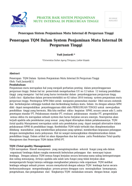 Penerapan TQM Dalam System Penjaminan Mutu - SPMI