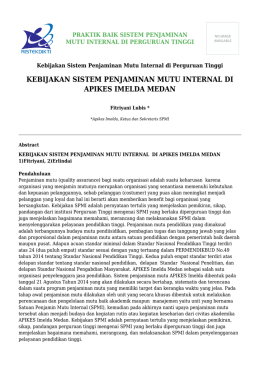 kebijakan sistem penjaminan mutu internal di apikes imelda