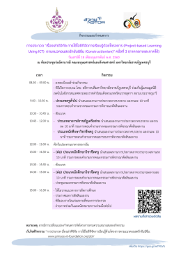 เวลา กิจกรรม - พิธีเปิดการอบรม โดย: อธิการบดีมห
