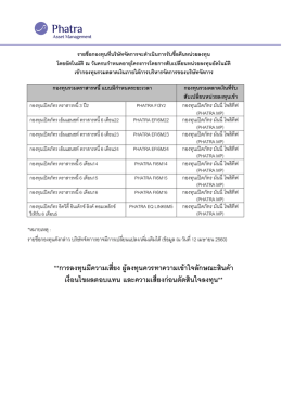การลงทุนมีความเสี่ยง ผู  ลงทุนควรทาความเข  า
