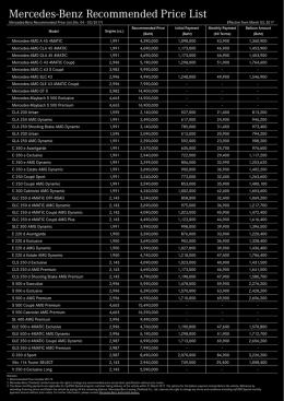 Mercedes-Benz Recommended Price List