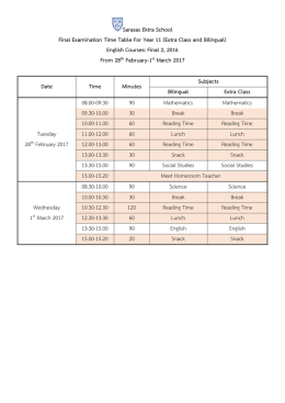 Sarasas Ektra School Final Examination Time Table For Year 11