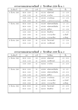 ตารางการสอบปลายภาคเรียนที่ 2 ปีการศึกษา 2559 ชั้น ม. 1 ตารางการสอบ