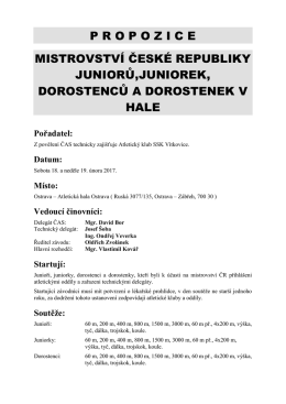 Propozice MČR juniorů, juniorek, dorostenců a