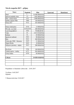 Návrh rozpočtu 2017 – příjmy