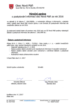 Výroční zpráva o poskytování informací za rok 2016