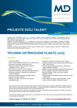TECHNIK VSTŘIKOV&Aacute;N&Iacute; PLASTŮ