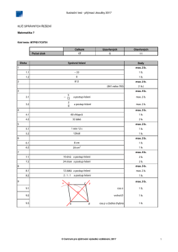 Ilustrační test - přijímací zkoušky 2017 KLÍČ SPRÁVNÝCH ŘEŠENÍ