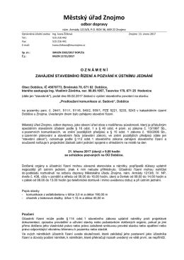 Oznámení o zahájení stavebního řízení