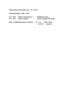 Zubn&iacute; pohotovostn&iacute; služby dne 18. a 19.2.2017
