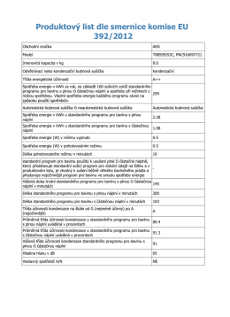 Produktový list dle smernice komise EU 392/2012