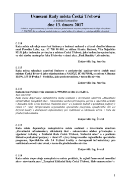 Usnesení Rady města Česká Třebová z jednání konaného dne 13