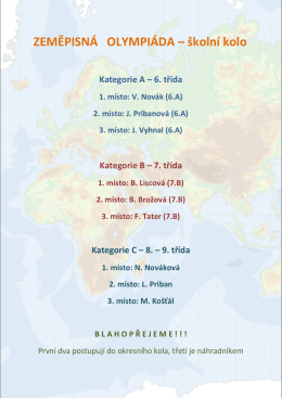ZEMĚPISNÁ OLYMPIÁDA – školní kolo