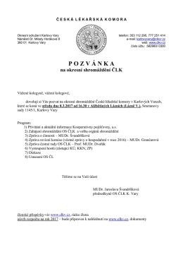 POZV &Aacute; NKA - Česk&aacute; l&eacute;kařsk&aacute; komora