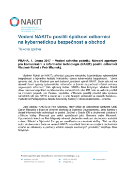 Vedení NAKITu posílili špičkoví odborníci na