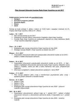 Plán činnosti Zdravotní komise Rady Kraje Vysočina na rok 2017