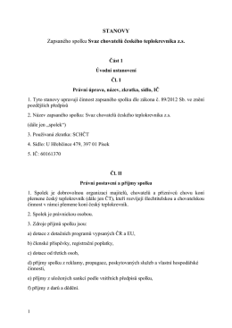 STANOVY Zapsan&eacute;ho spolku Svaz chovatelů česk&eacute;ho