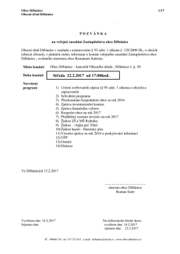 Středa 22.2.2017 od 17:00hod.