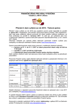 Finanční úřad-Přiznání k dani z příjmů za rok 2016