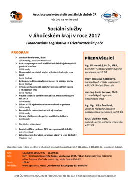 Program konference - Asociace poskytovatelů soci&aacute;ln&iacute;ch služeb