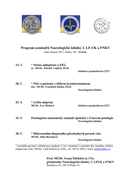 Program seminářů Neurologické kliniky 3. LF UK a FNKV