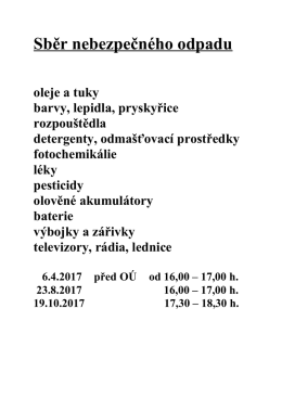 Sběr nebezpečného odpadu 2017