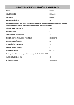 INFORMAČNÍ LIST CHLADNIČKY A MRAZNIČKY