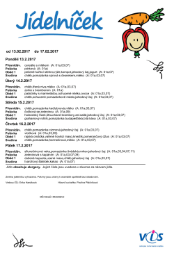 Jídelníček 13.2. - 17.2.2017
