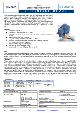 Přehled elektromagnetických ventilů MDF
