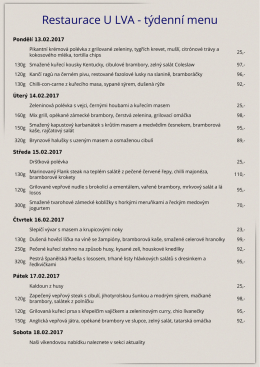 Kompletní polední menu na aktuální týden v tisknutelné