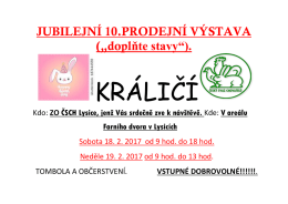 PRODEJNÍ VÝSTAVA KRÁLÍKŮ