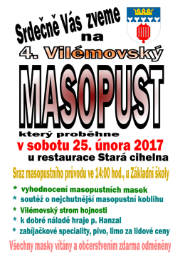 Pozvánka na 4. Vilémovský masopust