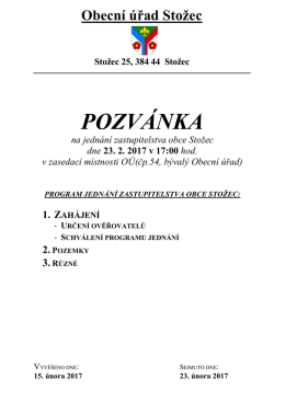 pozv&aacute;nka - obecn&iacute; &uacute;řad stožec