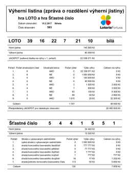 Výherní listina (zpráva o rozdělení výherní jistiny)