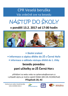 Nástup do školy - Městys Černá Hora