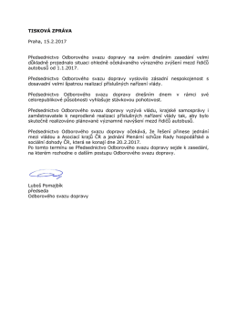 Tisková zpráva je k dispozici ZDE