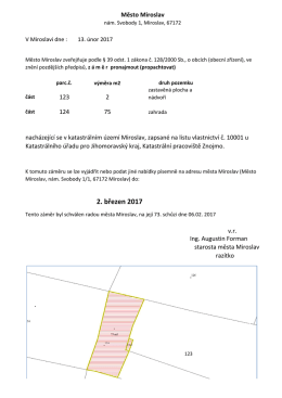 Oznámení o záměru pronájmu pozemku