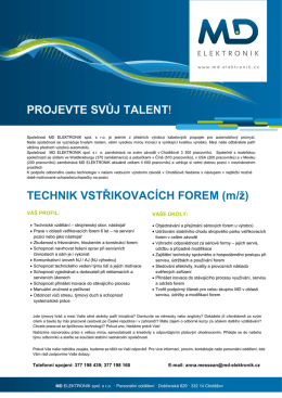 TECHNIK VSTŘIKOVACÍCH FOREM