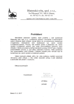 Blatensk6 ryba, spol. s r.o.,