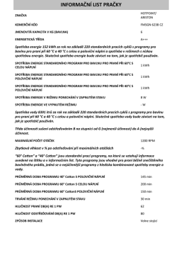 INFORMAČN&Iacute; LIST PRAČKY