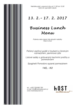 Hlavní chod + Předkrm/Dezert: 145,- Kč