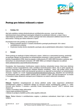 Postup pro ře&scaron;en&iacute; st&iacute;žnost&iacute; a v&yacute;zev