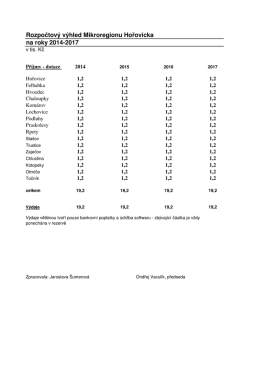 Rozpočtový výhled Mikroregion