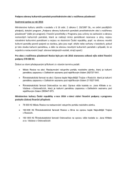 Podpora obnovy kulturních památek prostřednictvím obcí s