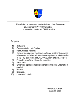 Pozv&aacute;nka na zased&aacute;n&iacute; zastupitelstva obce Rosovice 20. &uacute;nora 2017
