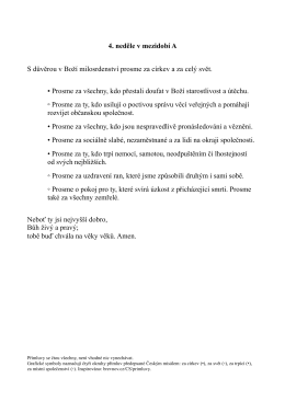 4. neděle v mezidobí A S důvěrou v Boží milosrdenství prosme za