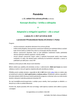 Pozv&aacute;nka - F&oacute;rum ochrany př&iacute;rody